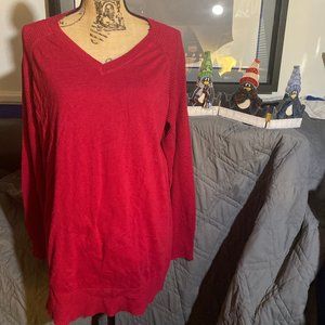 LOFT (Ann Taylor) Red V-Neck Sweater